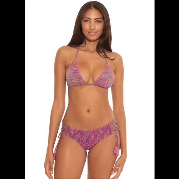 BECCA Cheryl Triangle Top size D Mosaic Corset Tie Hipster bottoms size small - Picture 1 of 11